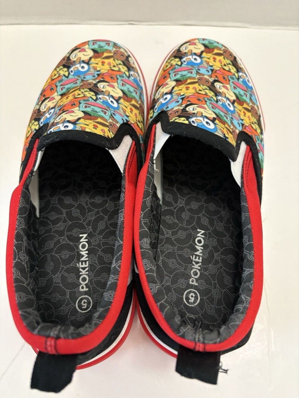 Pokémon Boys Size 5 Slip-on Sneakers Shoes Multi Character Full Shoe Print, EUC - Picture 5 of 8